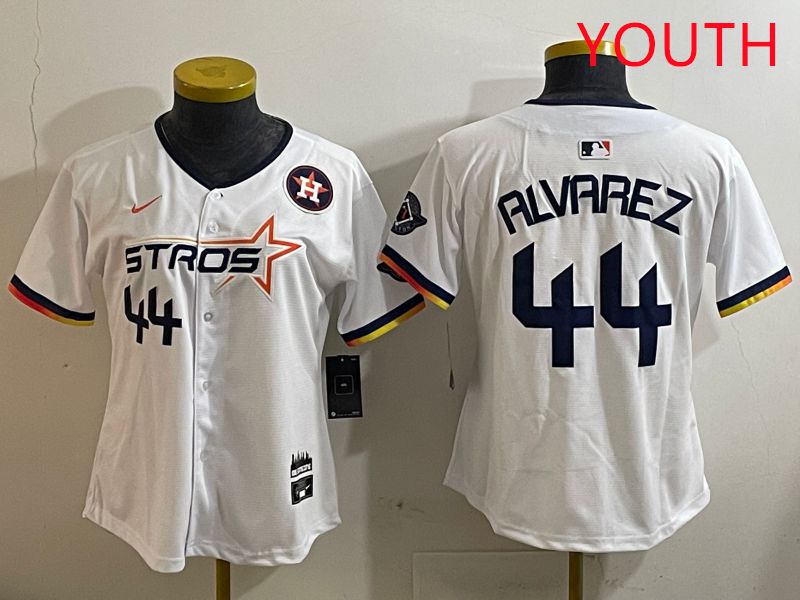Youth Houston Astros #44 Alvarez White three generations Joint Name Nike 2025 MLB Jersey style 7->youth mlb jersey->Youth Jersey